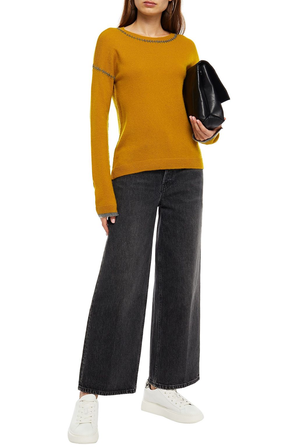 CHARLI Amber whipstitched mélange cashmere sweater