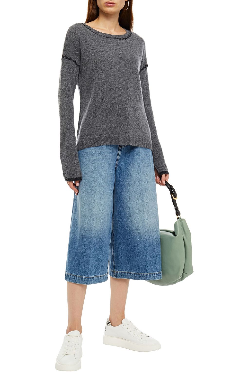 CHARLI Amber whipstitched mélange cashmere sweater