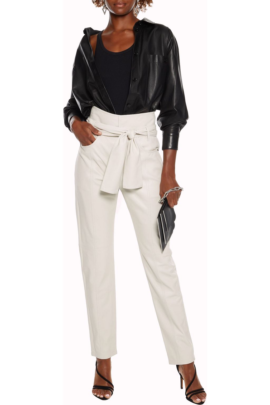 IRO Eldred belted leather tapered pants