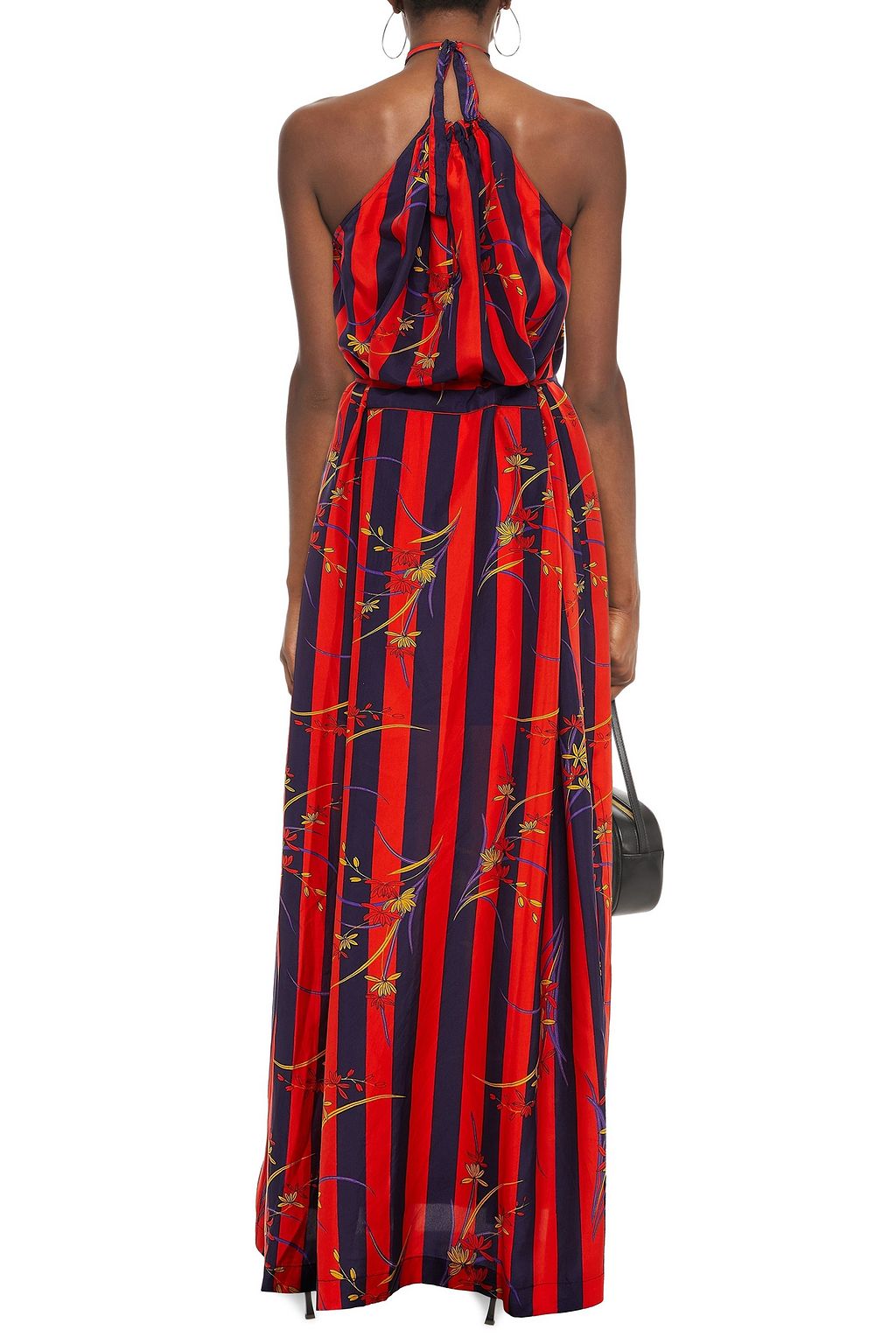RAQUEL ALLEGRA Printed silk-satin halterneck maxi dress