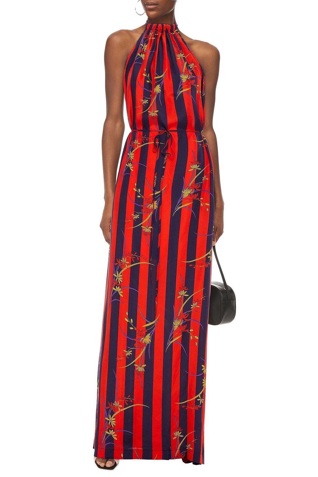 RAQUEL ALLEGRA Printed silk-satin halterneck maxi dress