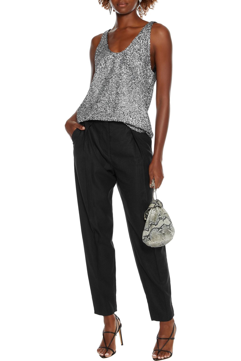 IRO Cairn metallic pinstriped twill tapered pants