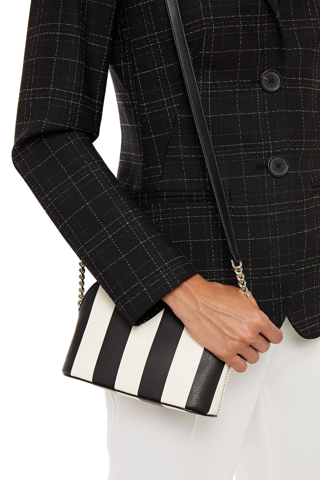 KATE SPADE NEW YORK Spencer small striped faux leather shoulder bag