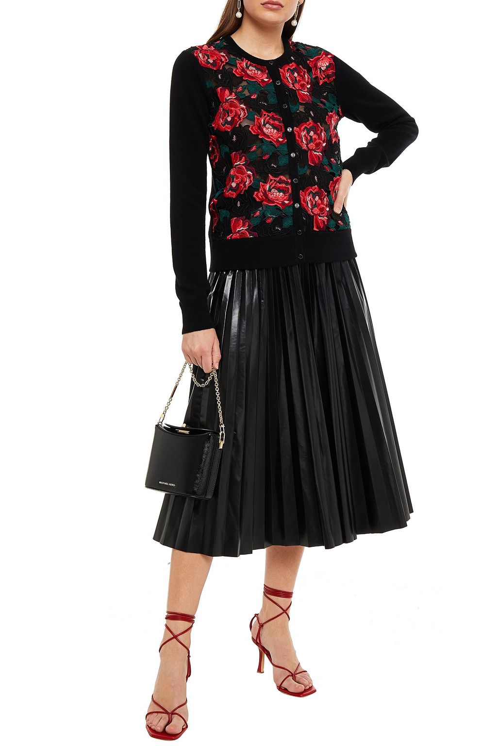 DOLCE&GABBANA كارديغان من مزيج الكشمير مع أجزاء من الدانتيل المخرم