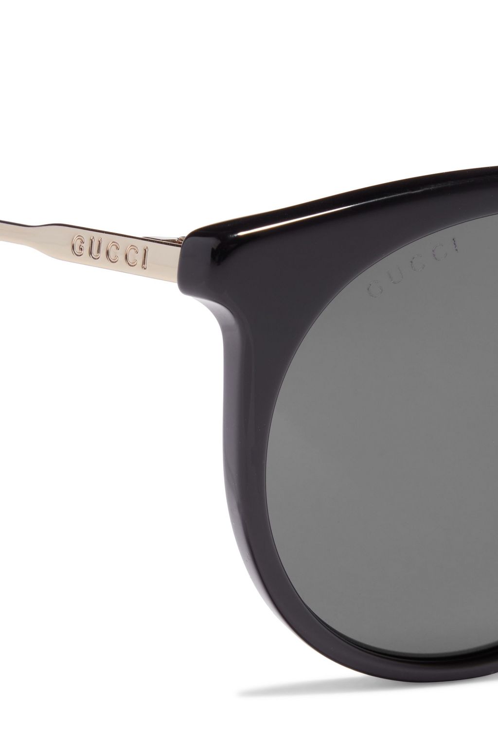 GUCCI Round-frame gold-tone and acetate sunglasses