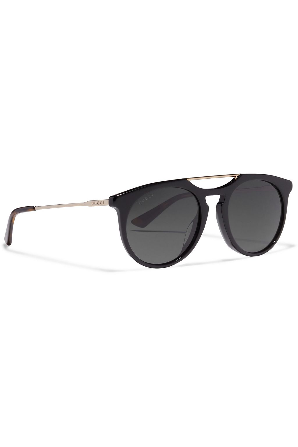 GUCCI Round-frame gold-tone and acetate sunglasses