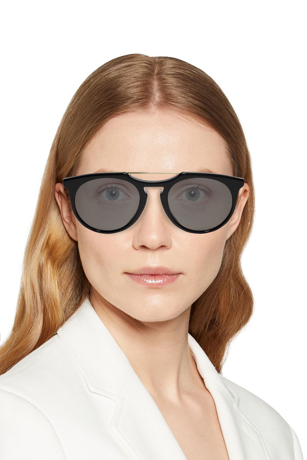 GUCCI Round-frame gold-tone and acetate sunglasses