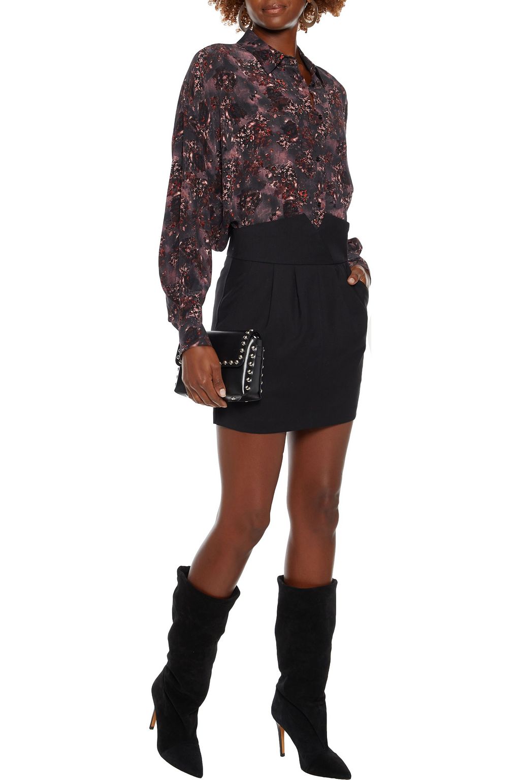 IRO Anja pleated wool-twill mini skirt