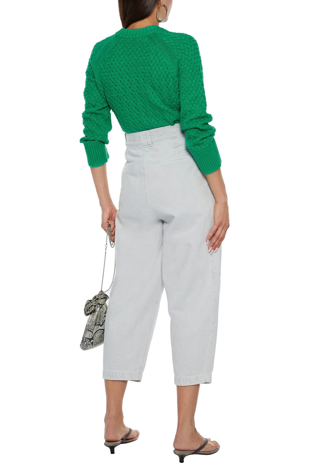 ALICE + OLIVIA Leta cropped open-knit sweater