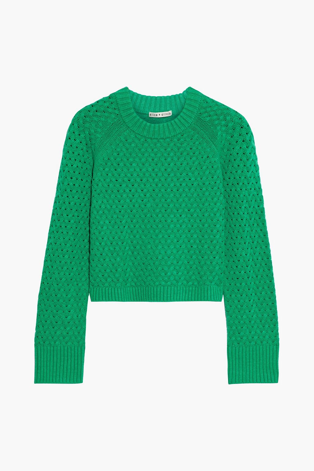 Green Leta cropped open-knit sweater ...