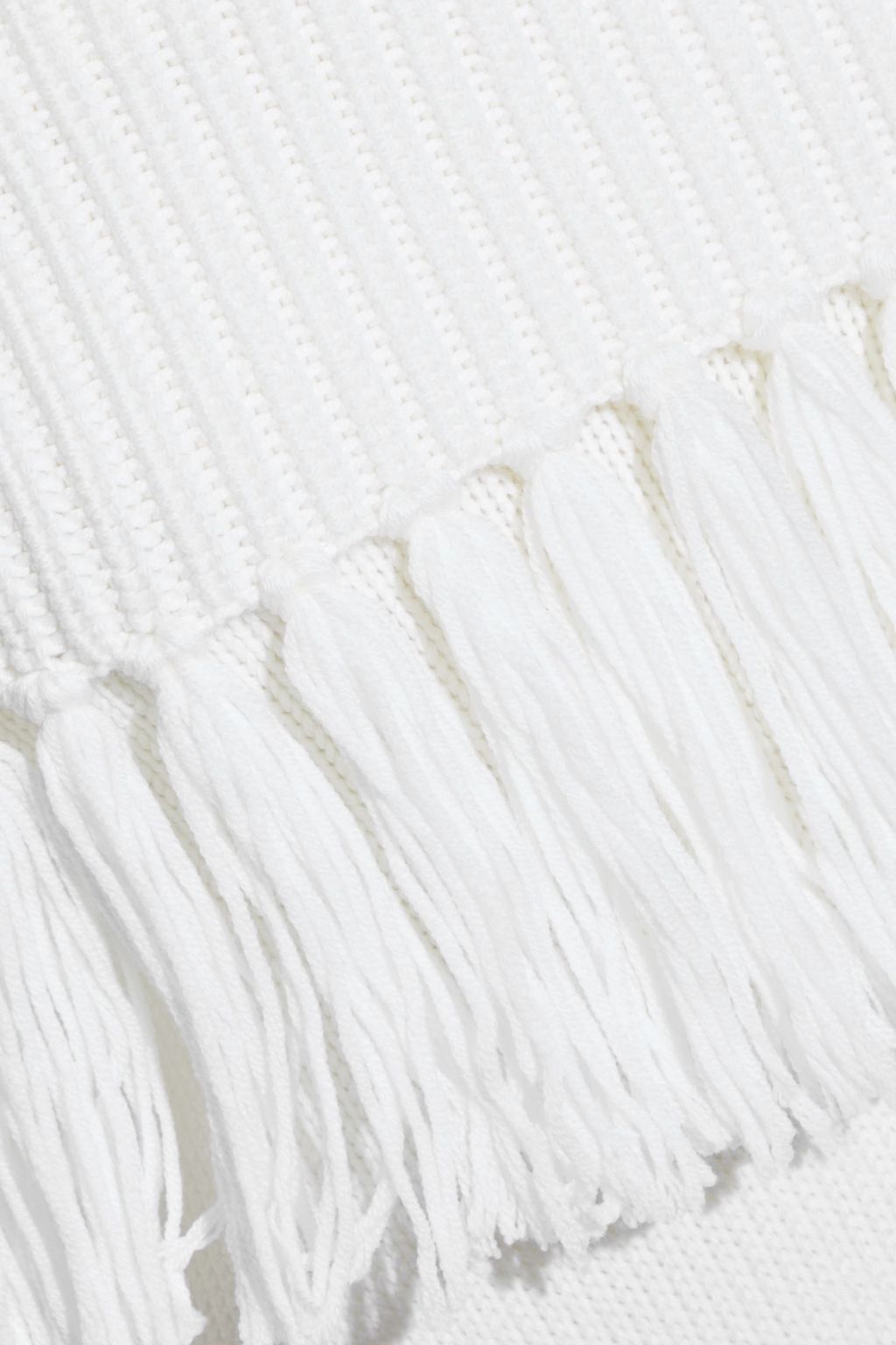 ALICE + OLIVIA Bardot off-the-shoulder fringed wool-blend sweater