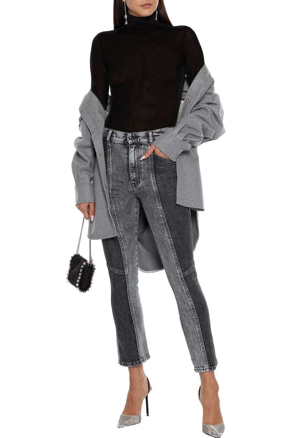 IRO Tika paneled acid-wash high-rise skinny jeans