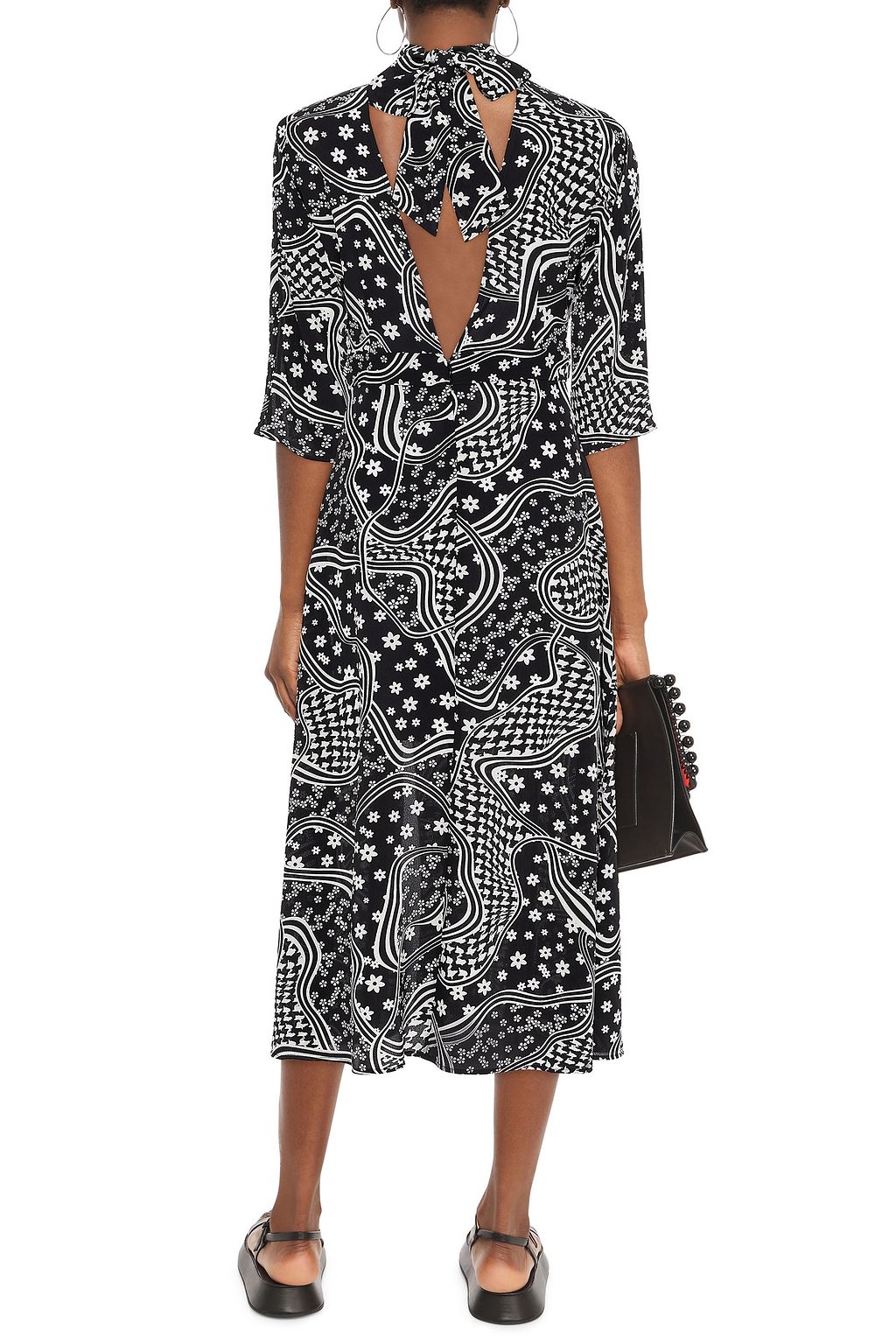 CLAUDIE PIERLOT Rasa open-back printed silk crepe de chine midi dress