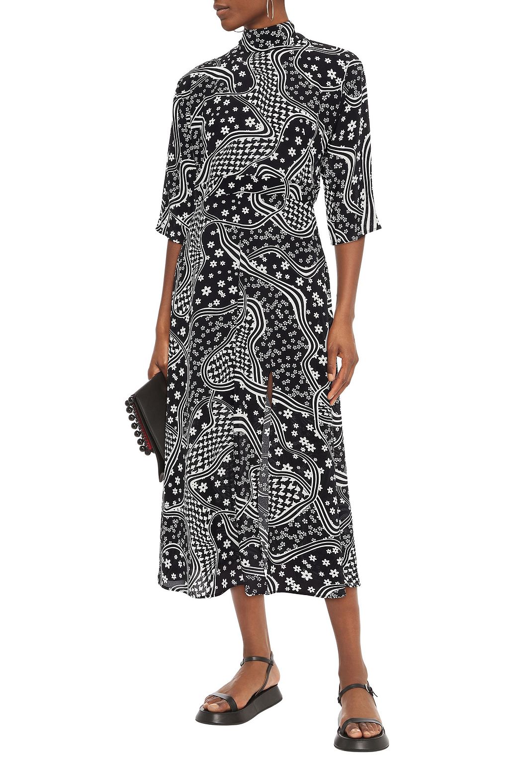 CLAUDIE PIERLOT Rasa open-back printed silk crepe de chine midi dress