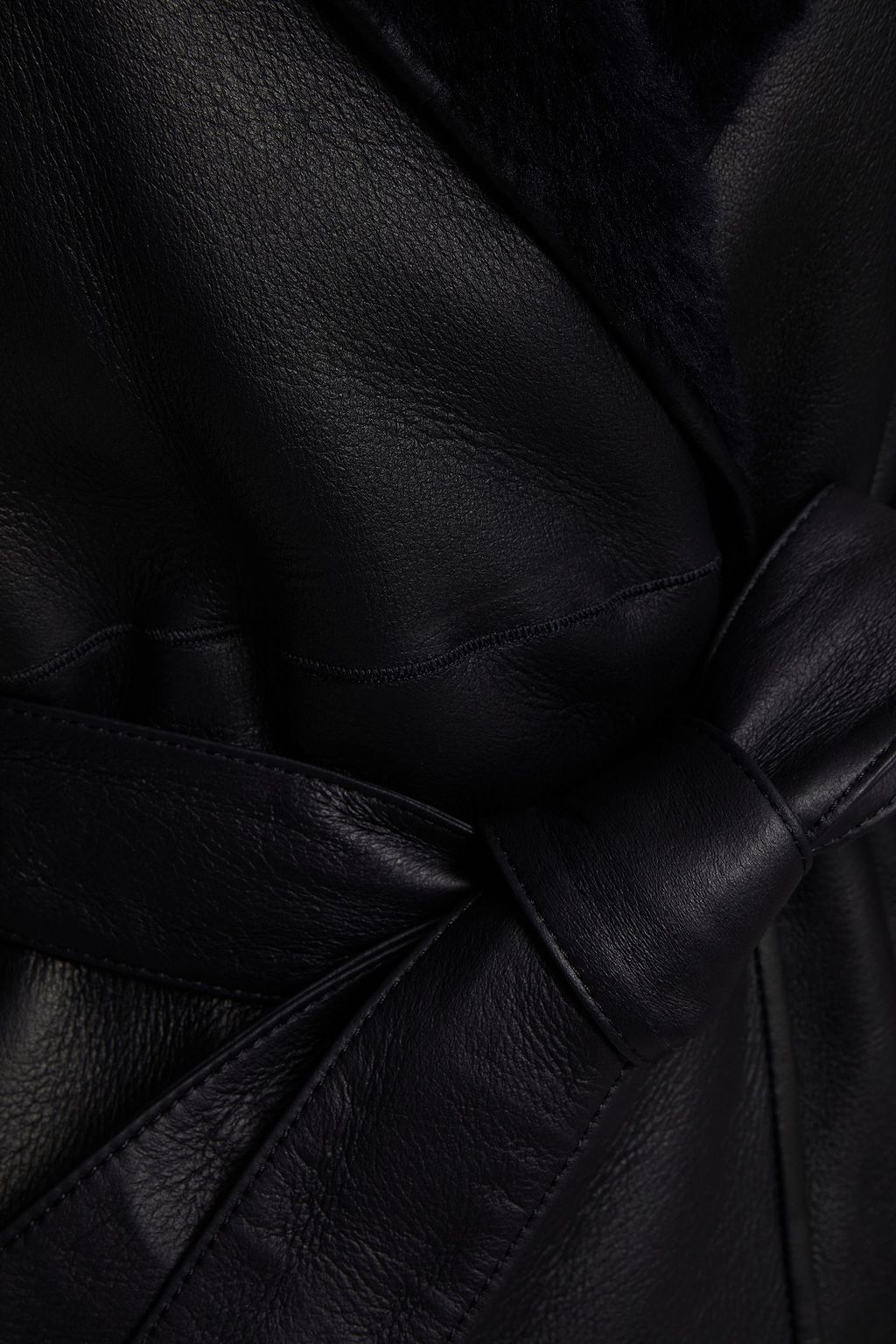 CLAUDIE PIERLOT Shearling-trimmed leather coat