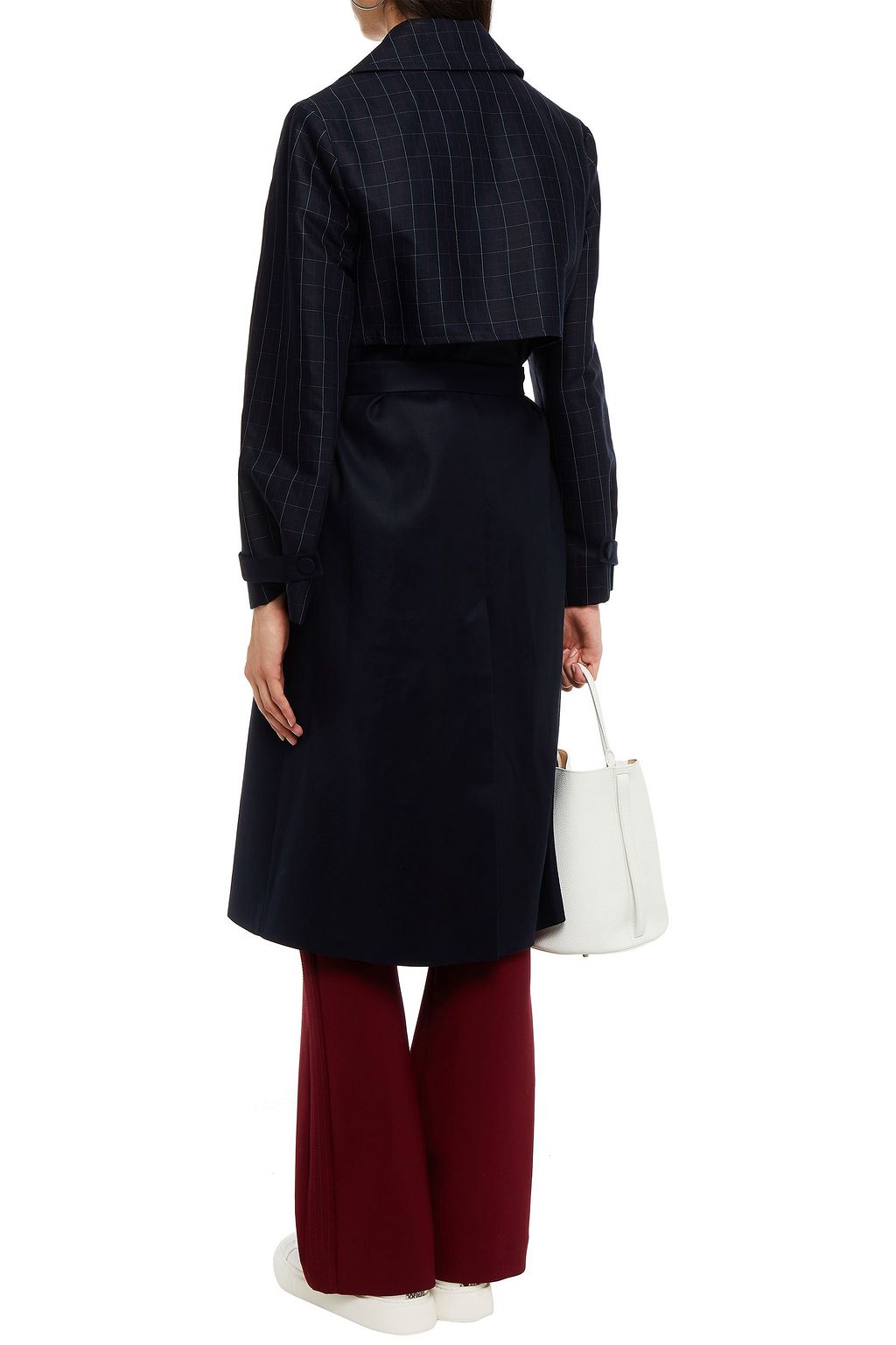 CLAUDIE PIERLOT Belted checked Lyocell-blend twill trench coat