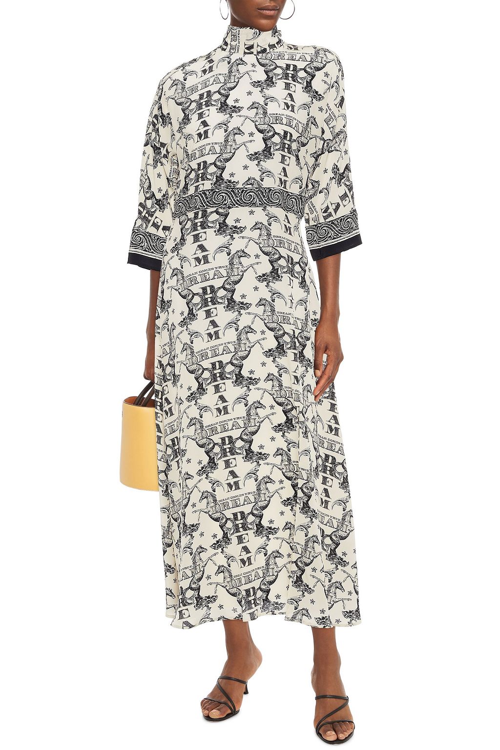 CLAUDIE PIERLOT Rasabis printed silk crepe de chine midi dress