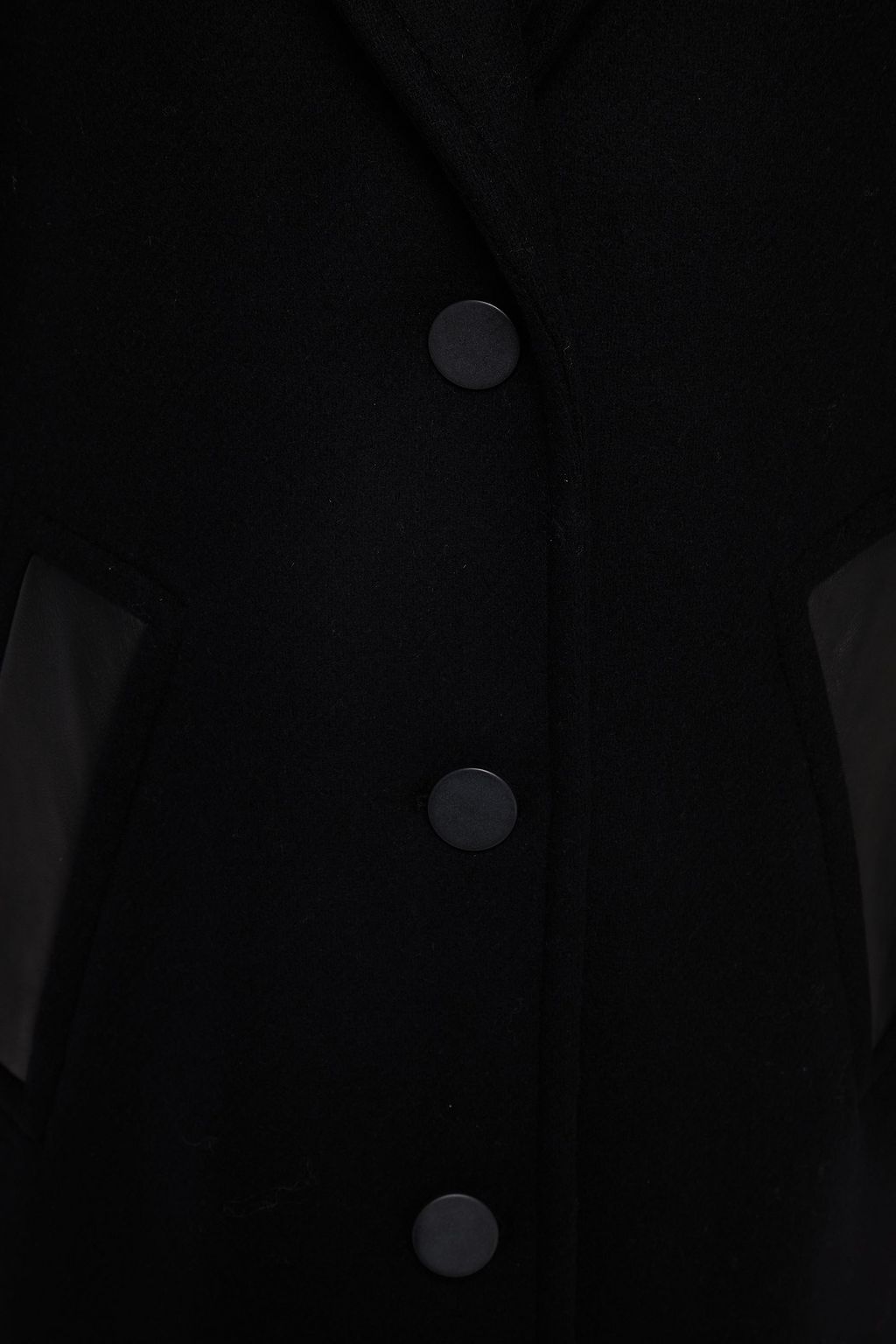 CLAUDIE PIERLOT Leather-trimmed wool-blend felt coat