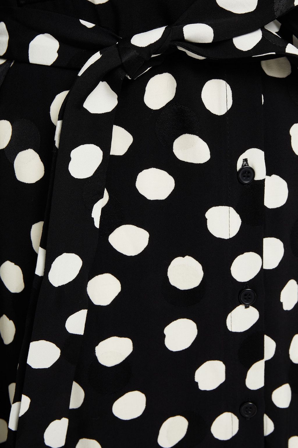CLAUDIE PIERLOT Belted polka-dot satin-jacquard midi dress