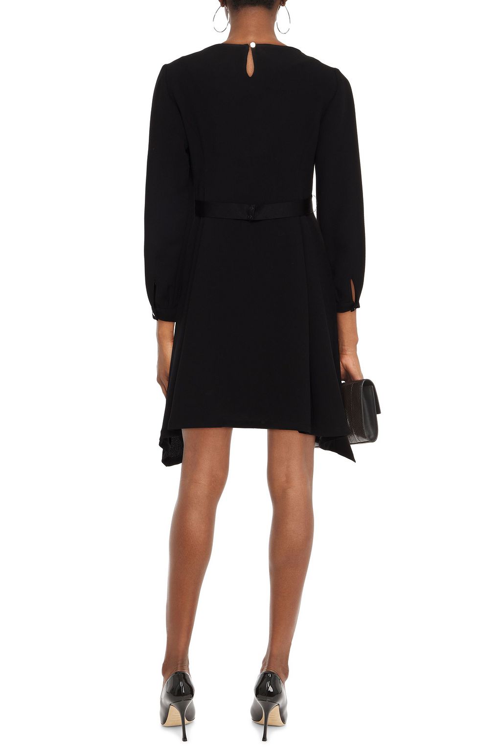 CLAUDIE PIERLOT Belted satin-trimmed crepe mini dress