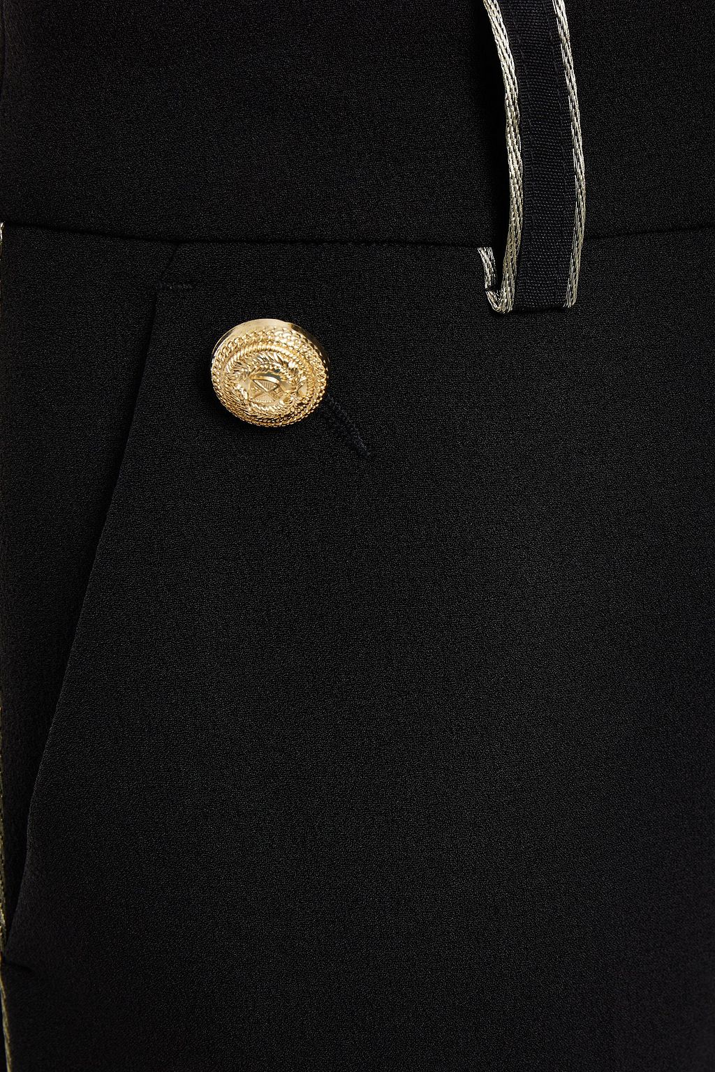 CLAUDIE PIERLOT Cropped metallic-trimmed embellished crepe slim-leg pants
