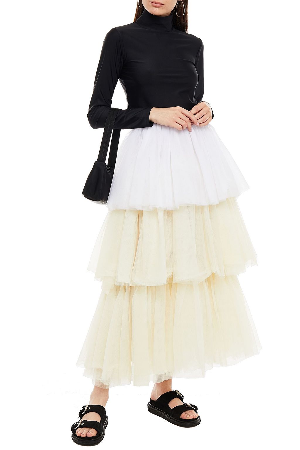 MM6 MAISON MARGIELA Tiered two-tone tulle midi skirt