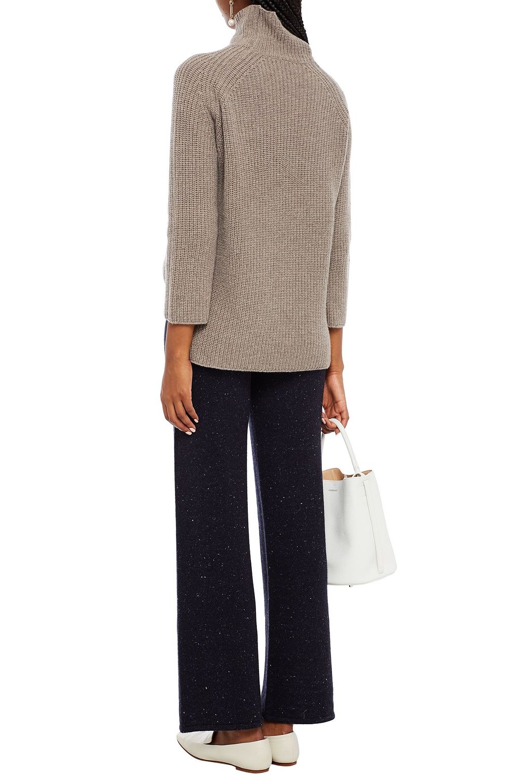 GENTRYPORTOFINO Mélange cashmere wide-leg pants