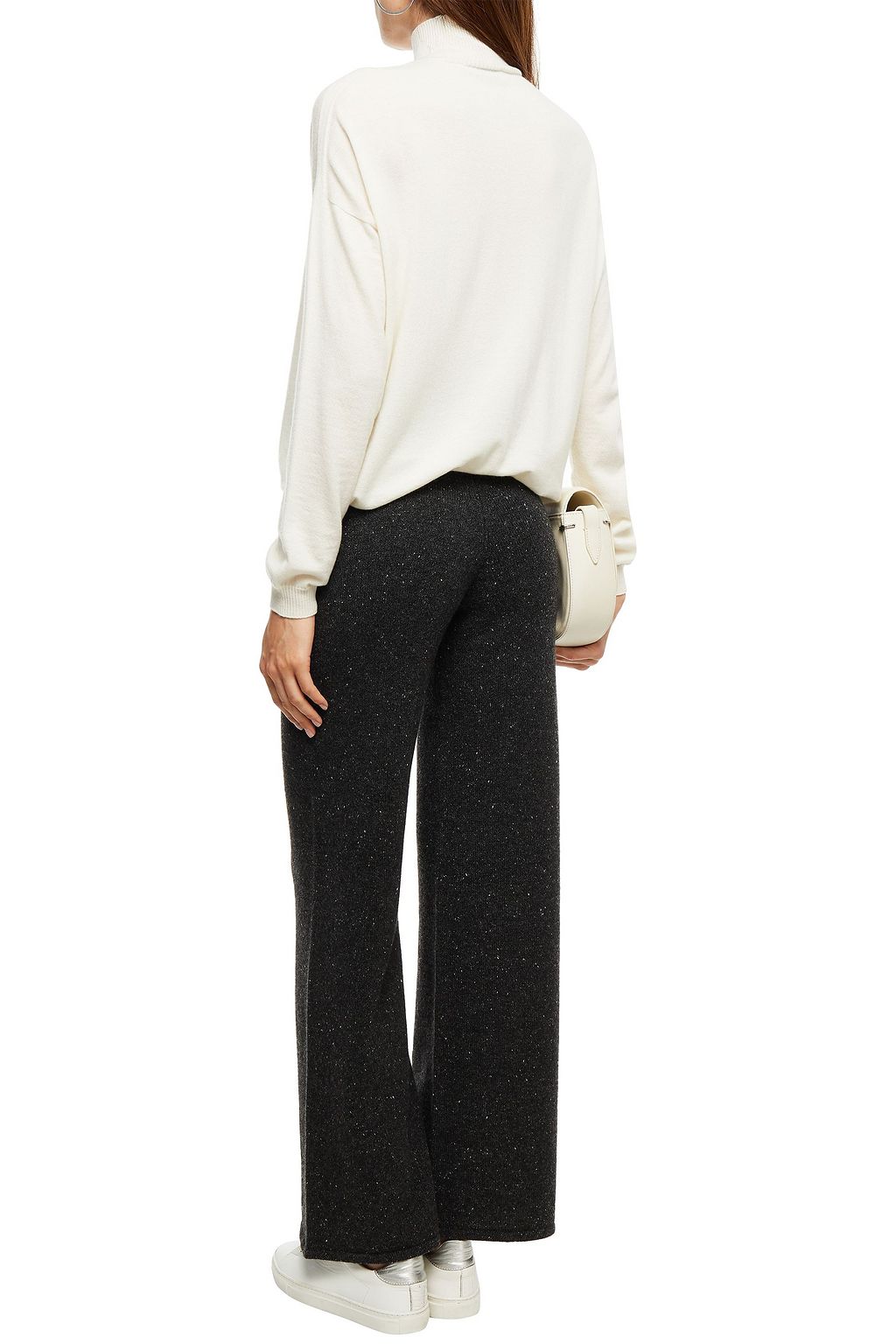 GENTRYPORTOFINO Mélange cashmere wide-leg pants