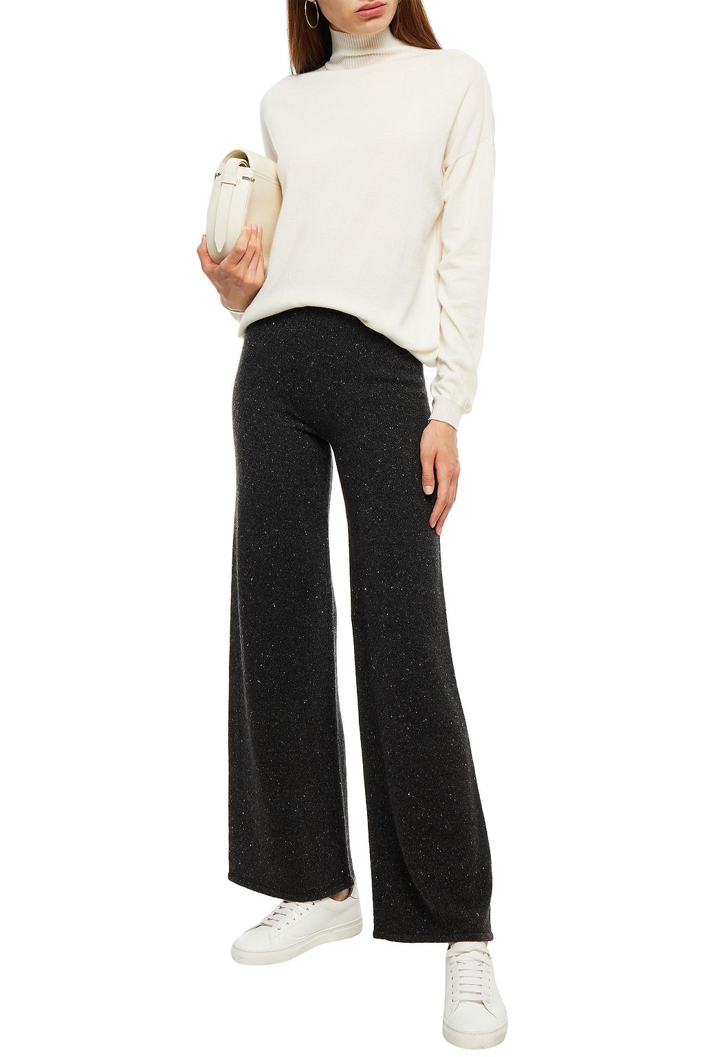 GENTRYPORTOFINO Mélange cashmere wide-leg pants