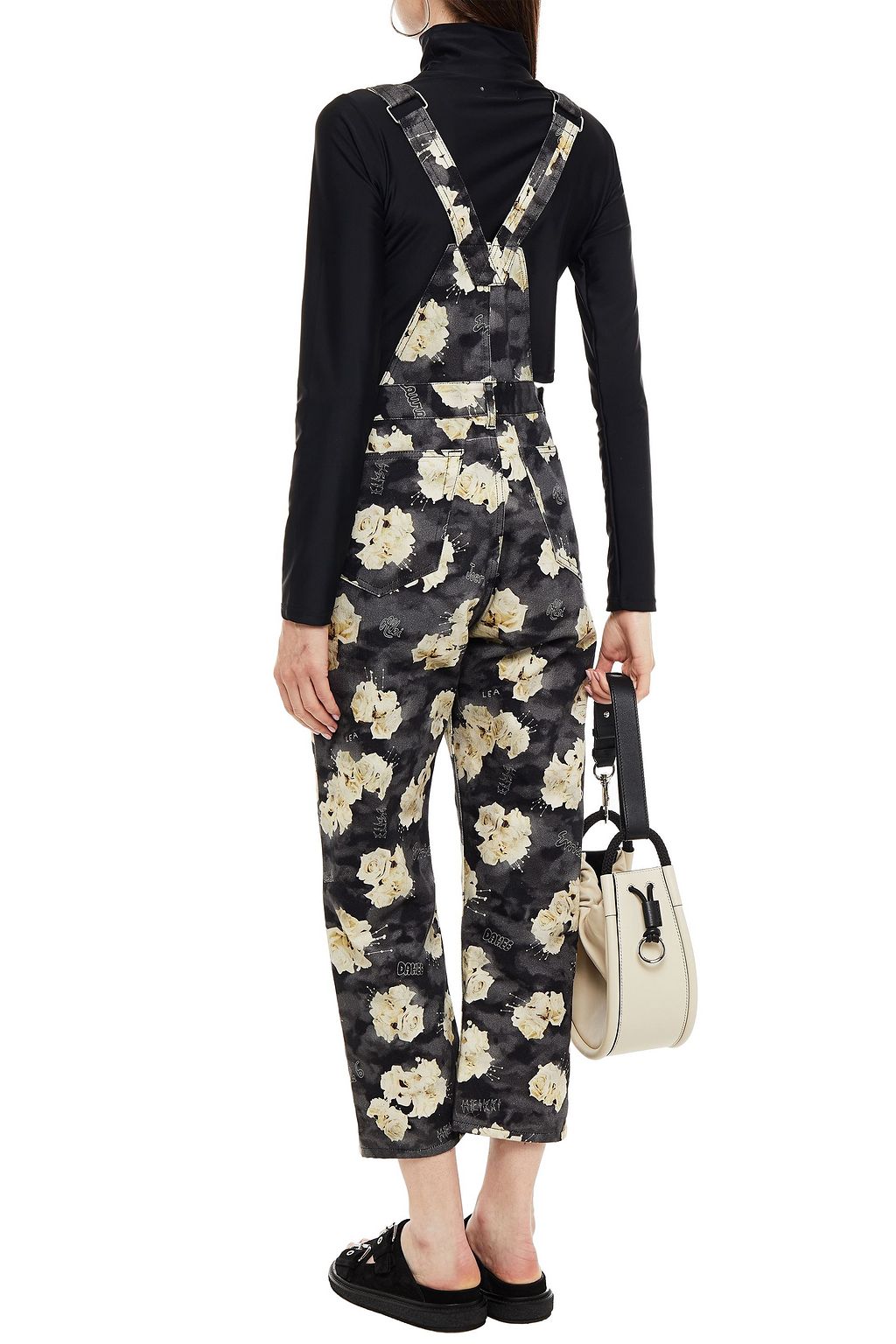 MM6 MAISON MARGIELA Cropped floral-print denim overalls