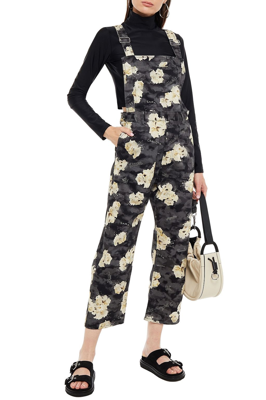 MM6 MAISON MARGIELA Cropped floral-print denim overalls