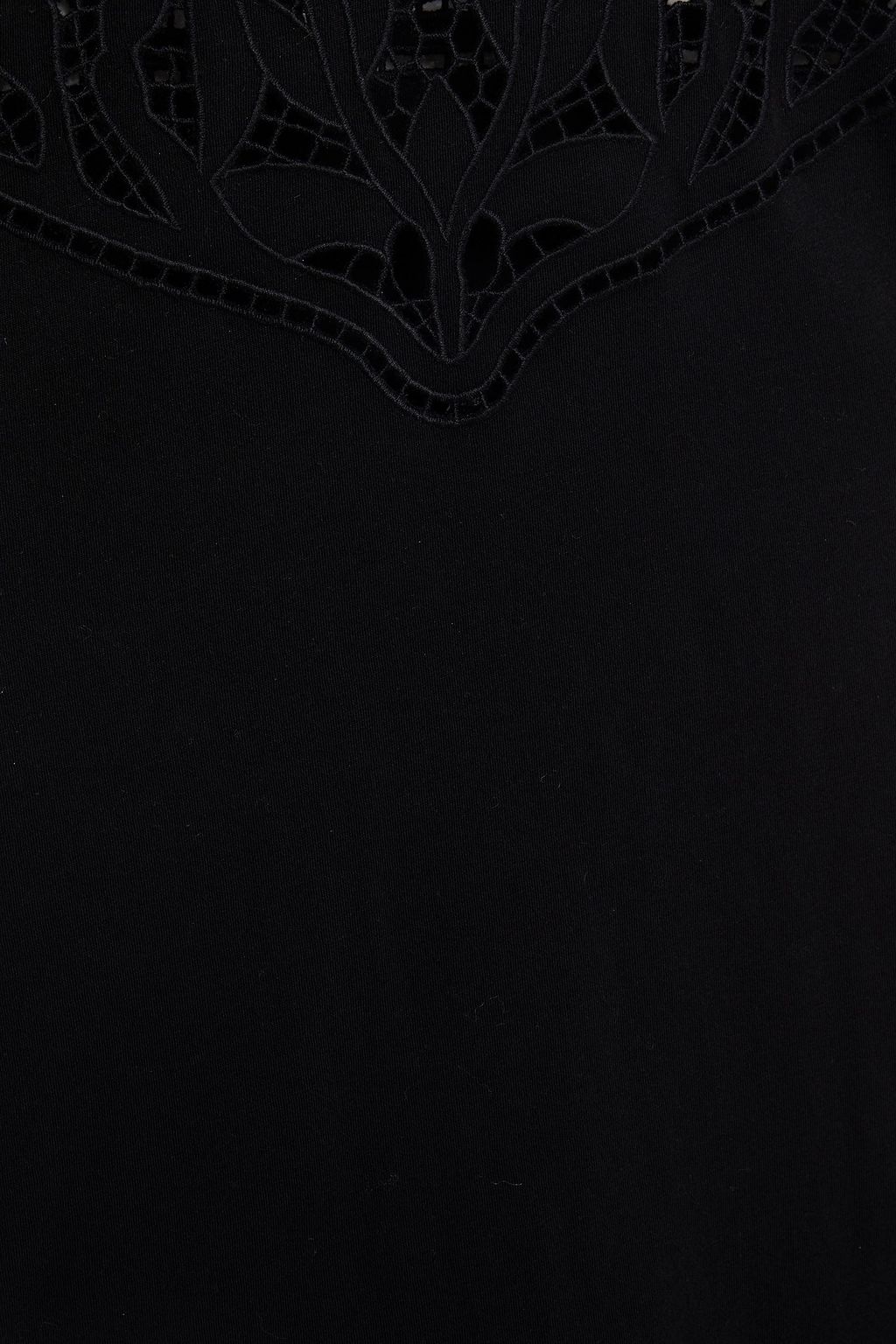 MAJE Guipure lace-paneled cotton-jersey top