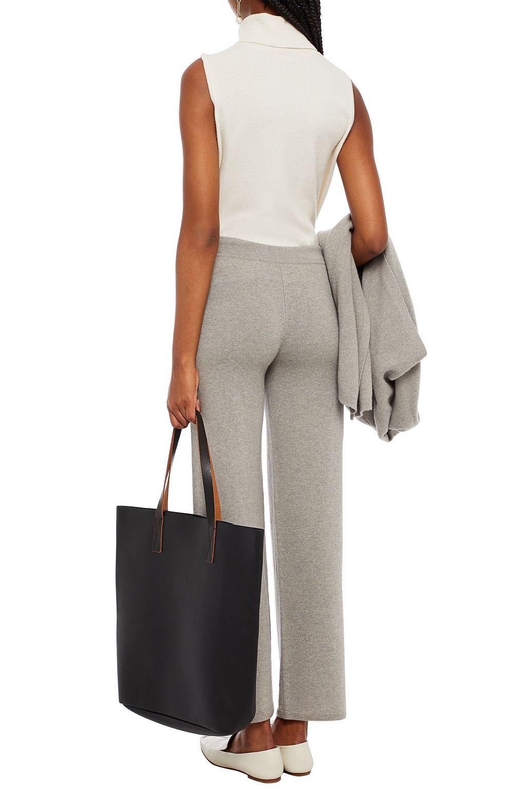 GENTRYPORTOFINO Mélange cashmere straight-leg pants