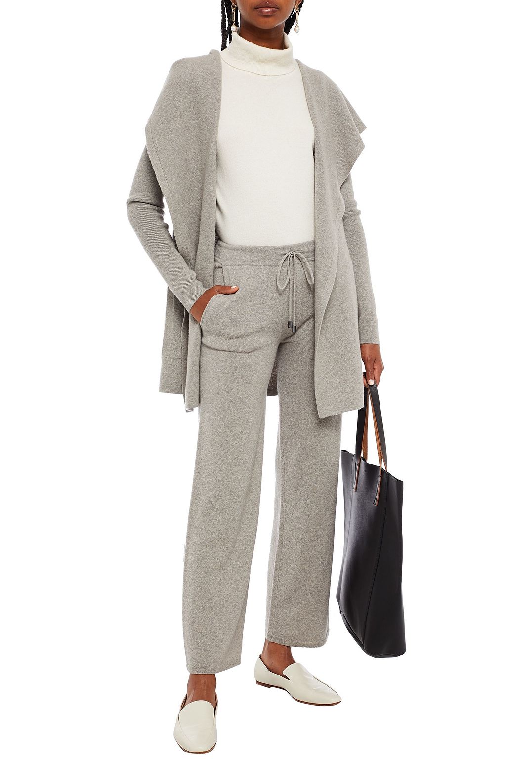 GENTRYPORTOFINO Mélange cashmere straight-leg pants