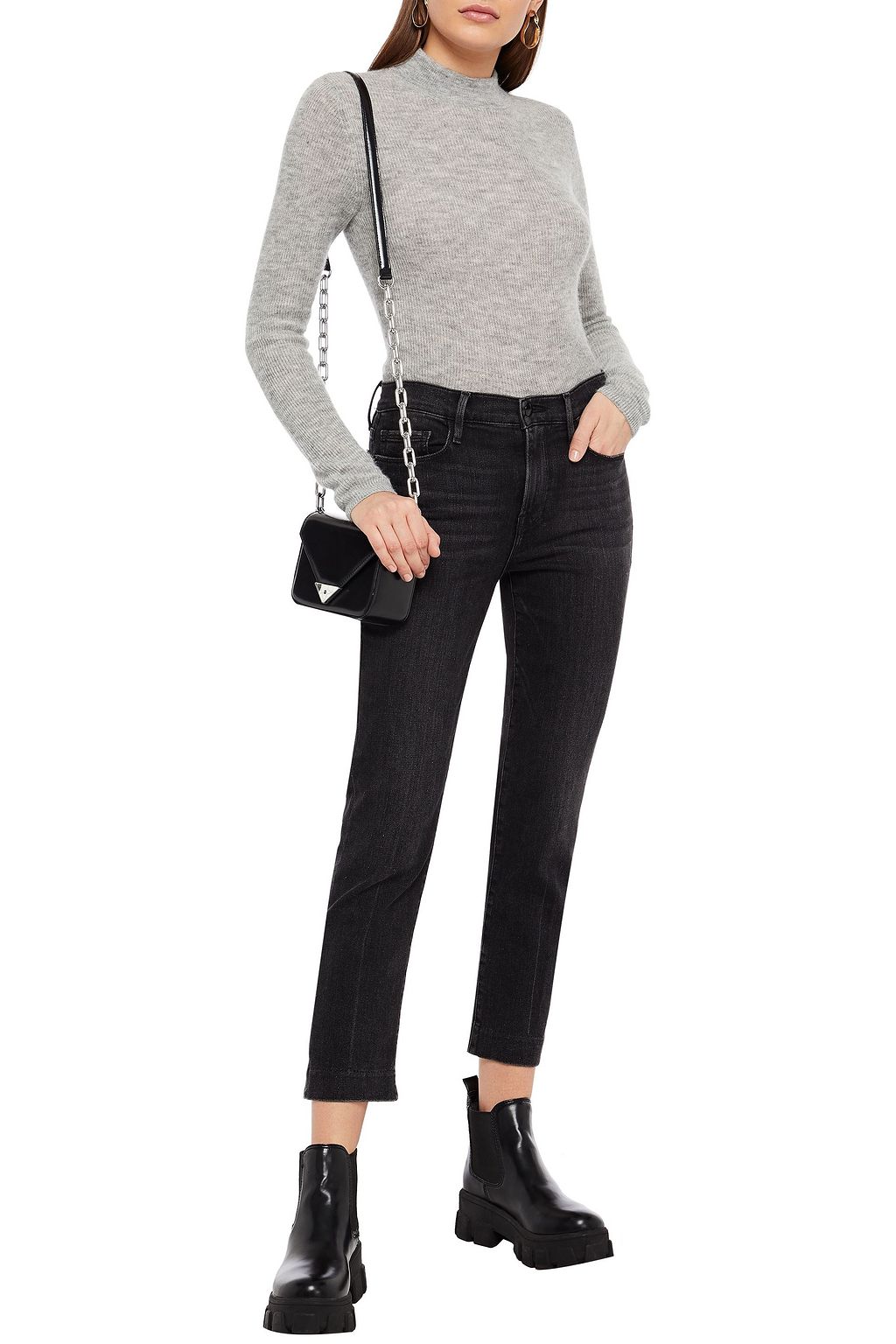 IRO Eliza melierter Rollkragenpullover aus Rippstrick