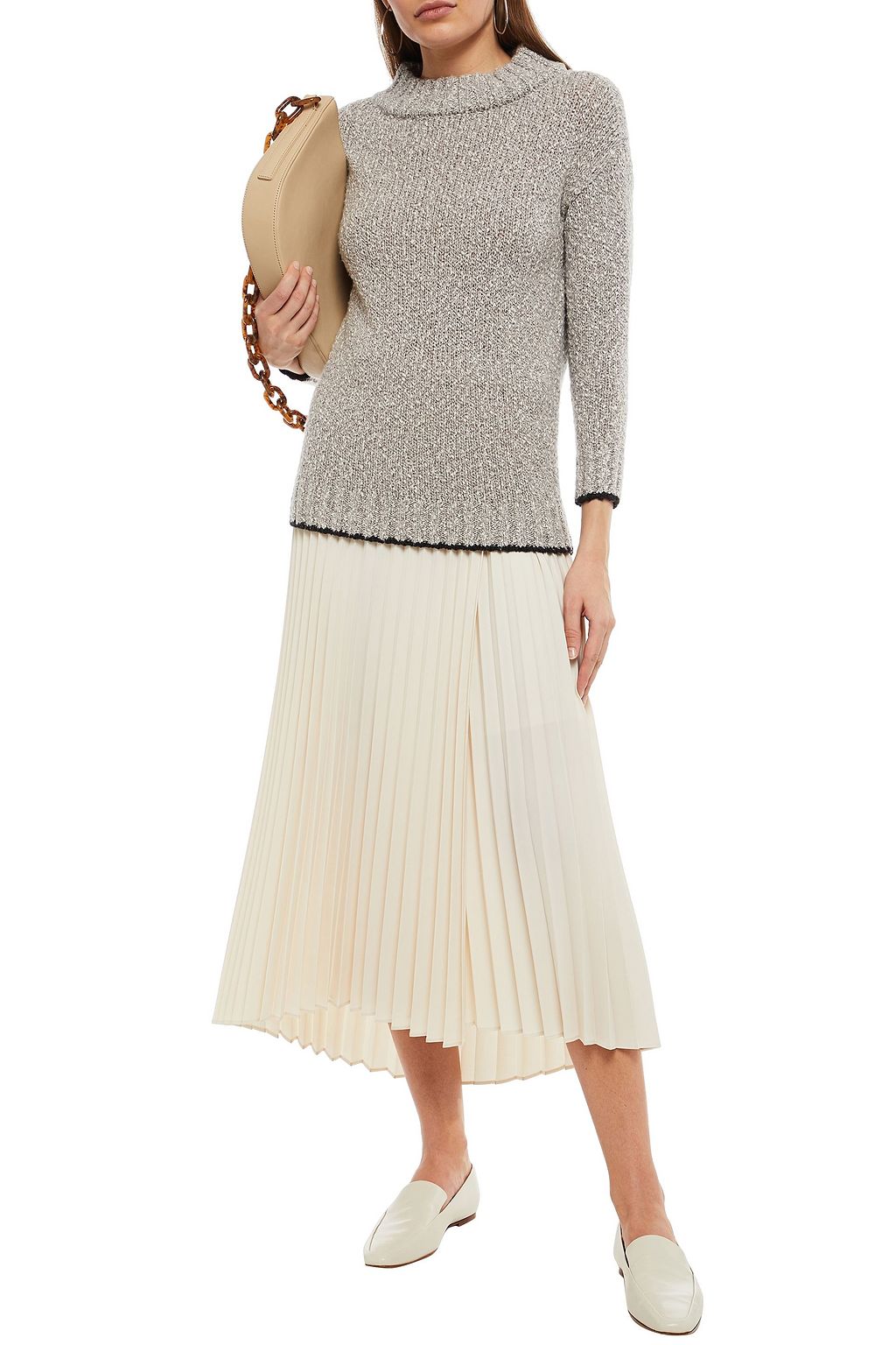 GENTRYPORTOFINO Mélange cotton-blend sweater