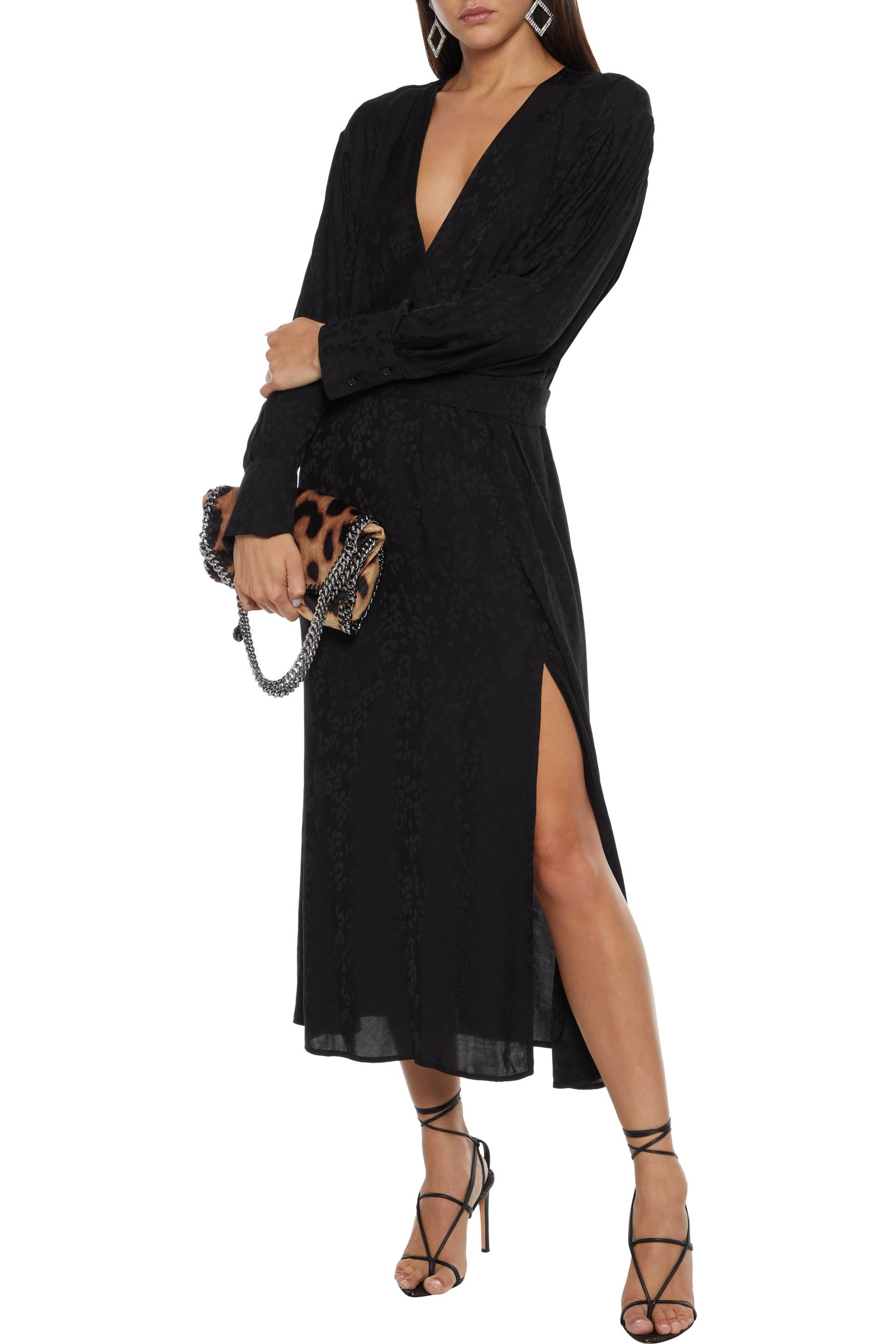 IRO Antero wrap-effect satin-jacquard midi dress