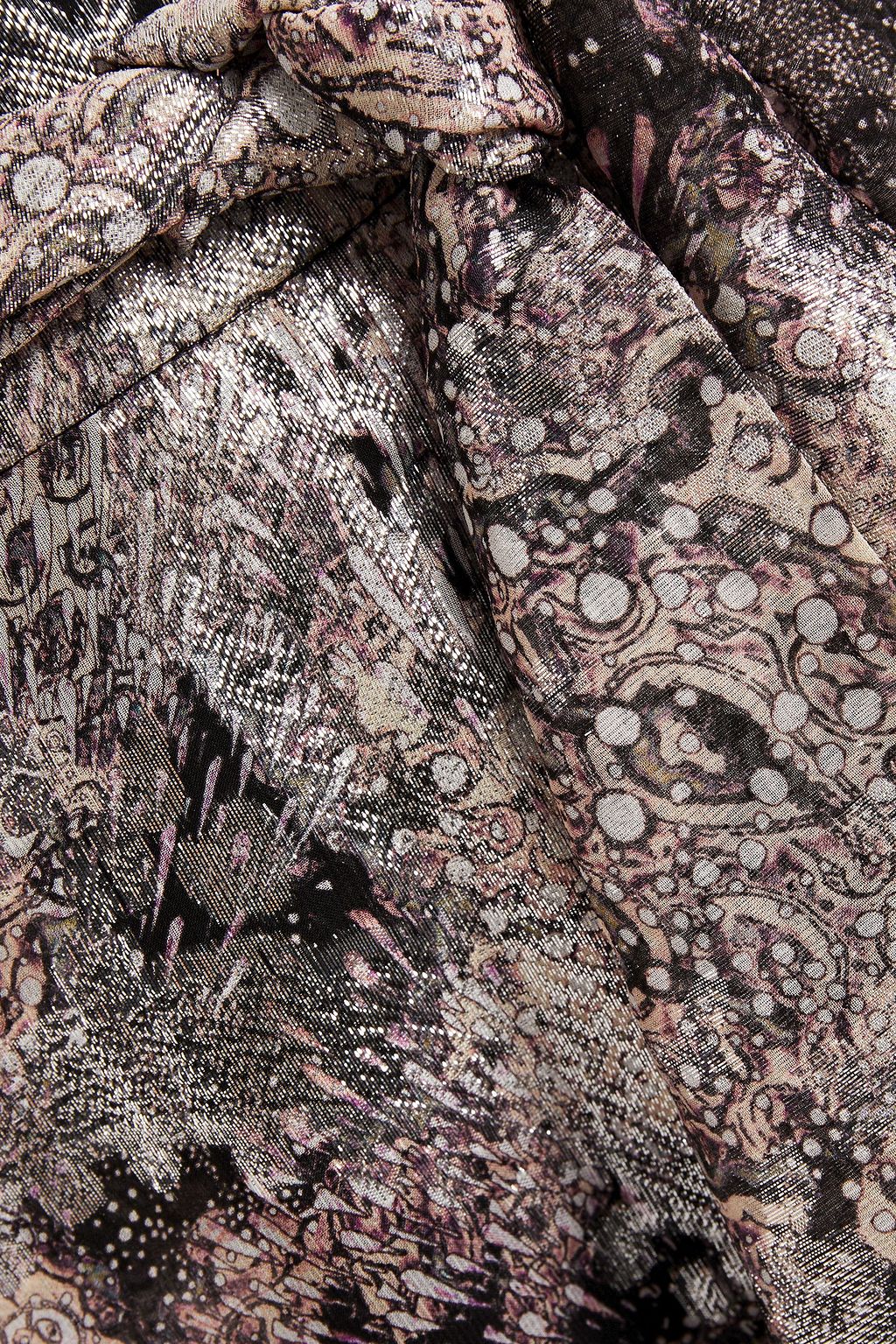 IRO Jauniea bedruckter Minirock aus einer Seidenmischung mit Fil Coupé und Metallic-Effekt
