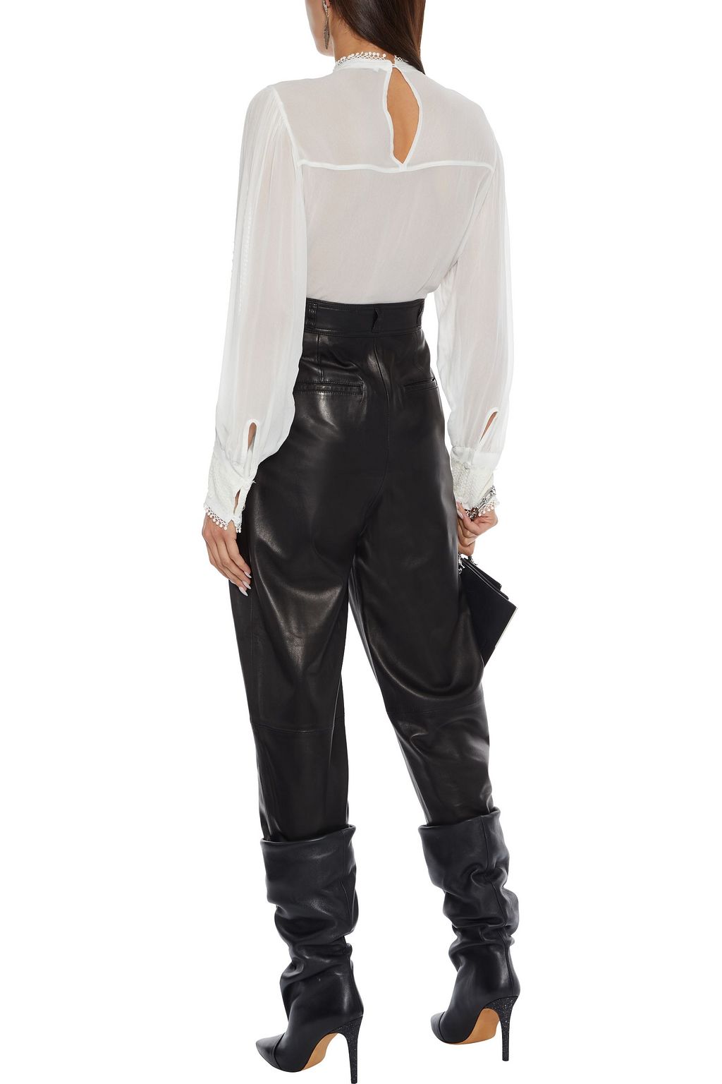 IRO Bluse aus Georgette mit Falten und Spitzenbesatz