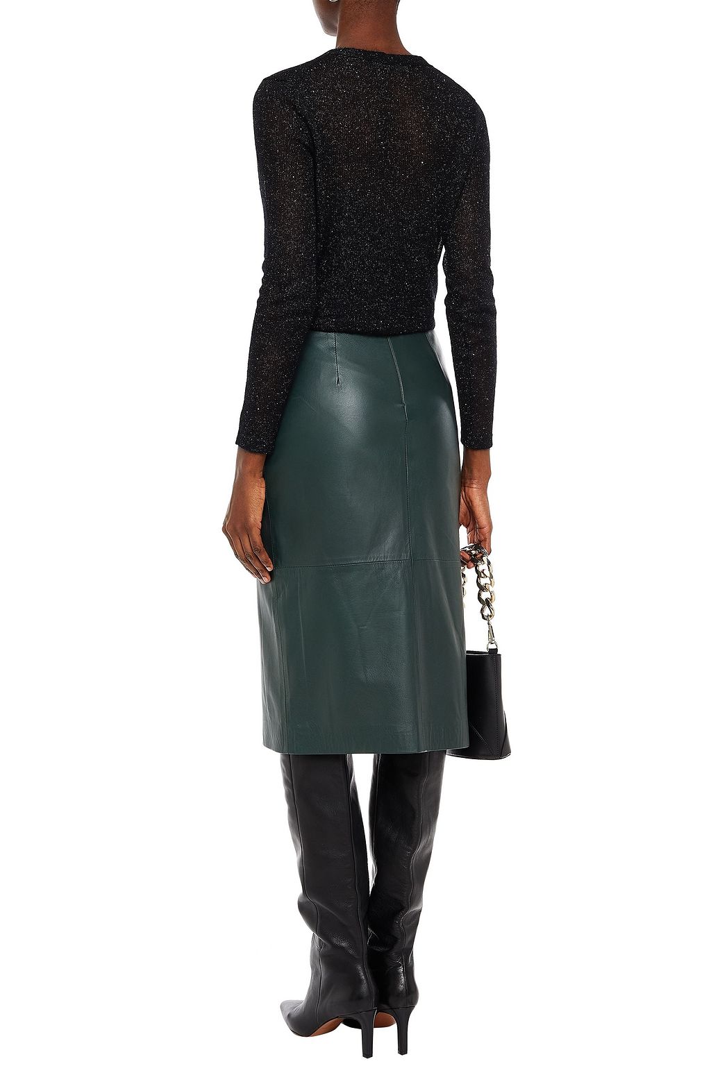 GENTRYPORTOFINO Sequin-embellished metallic knitted wrap cardigan
