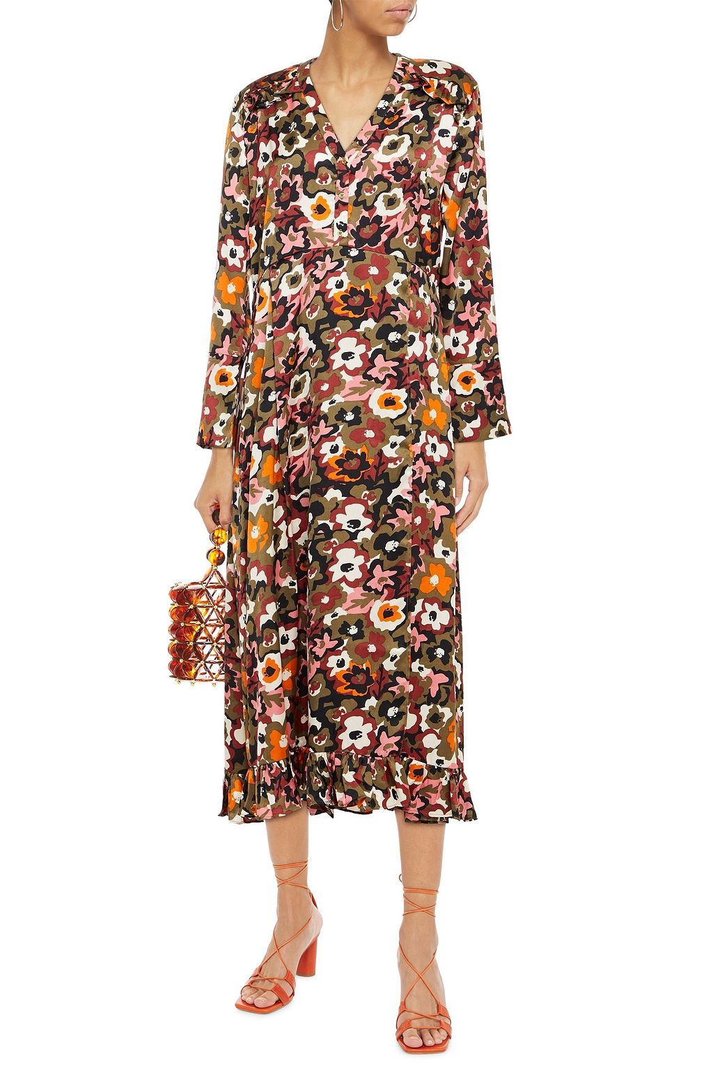 DAY BIRGER ET MIKKELSEN Wrap-effect printed floral-print satin midi dress