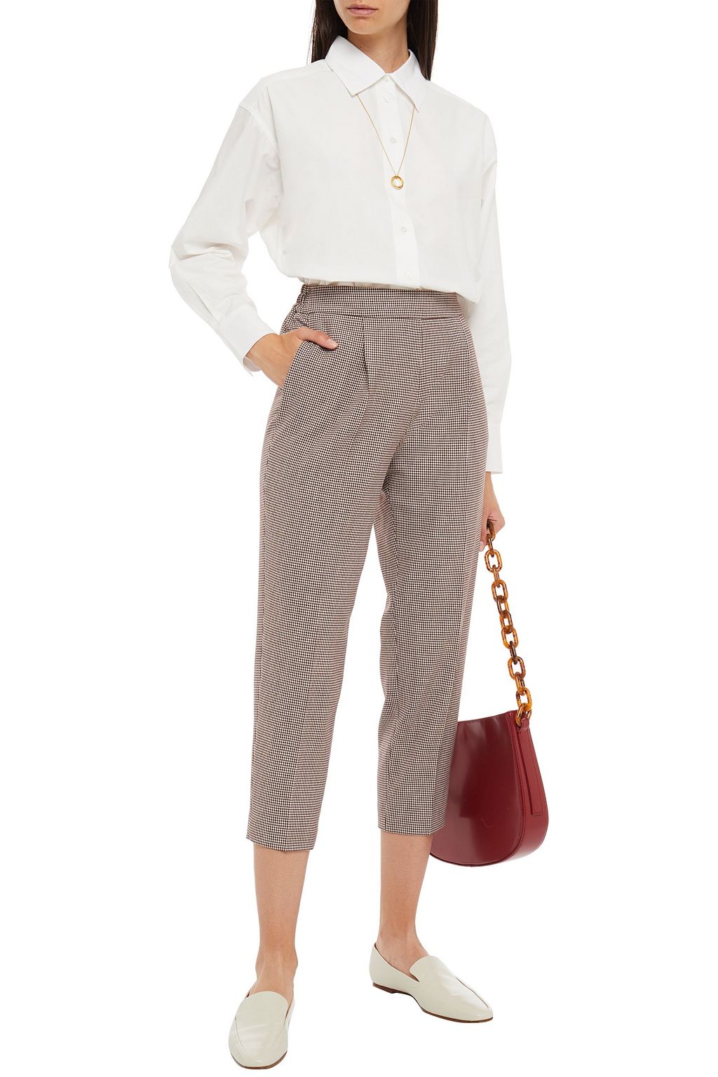 DAY BIRGER ET MIKKELSEN Cropped houndstooth tweed tapered pants