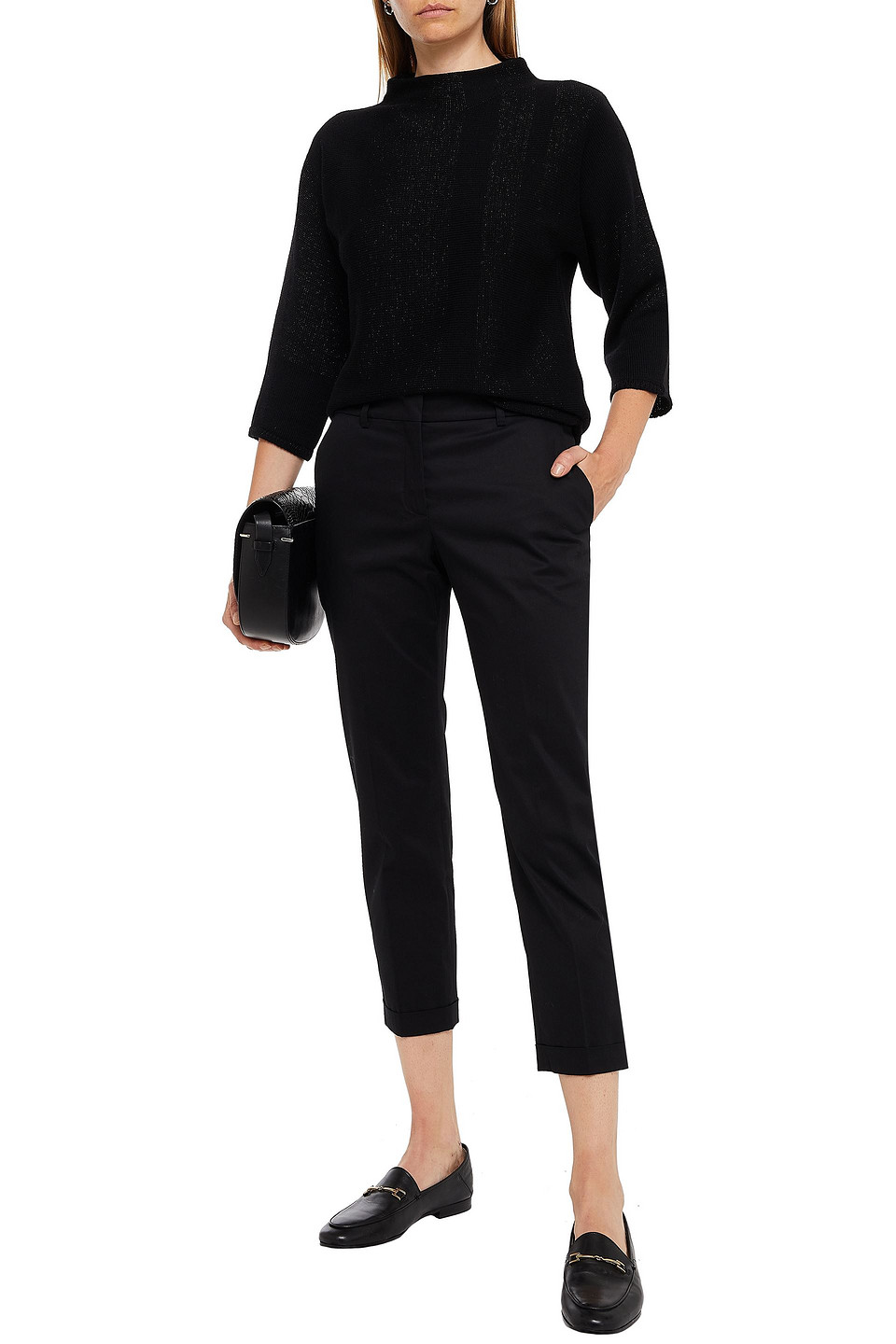 Piazza Sempione Metallic Wool-blend Turtleneck Jumper In Black