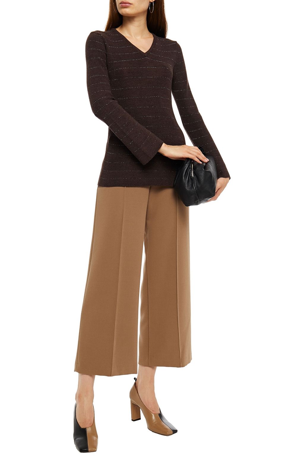 PIAZZA SEMPIONE Metallic striped wool-blend sweater