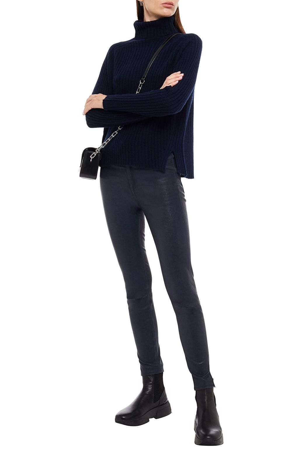 MAJE Ribbed cashmere turtleneck sweater