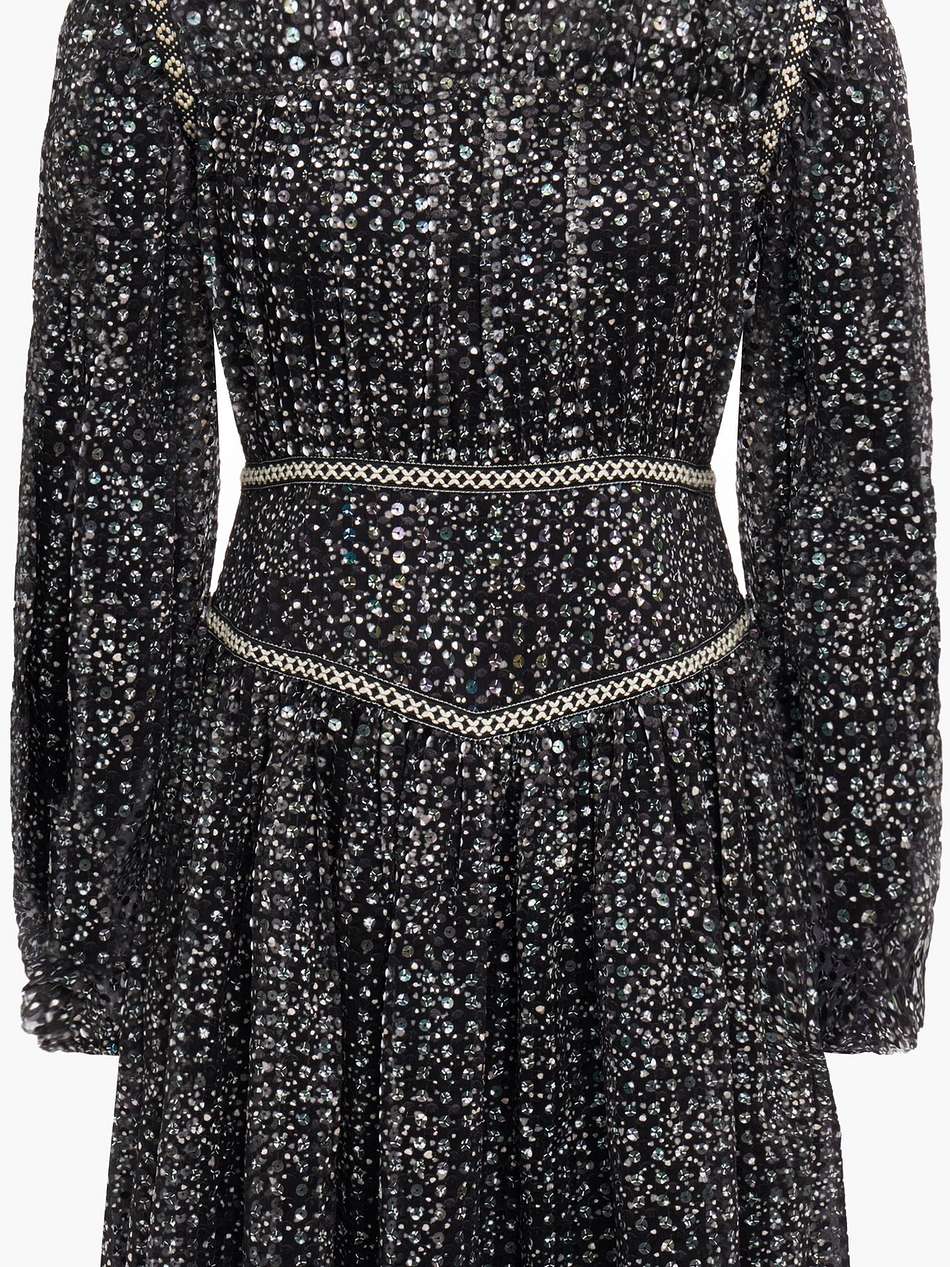 sequined printed chiffon mini dress