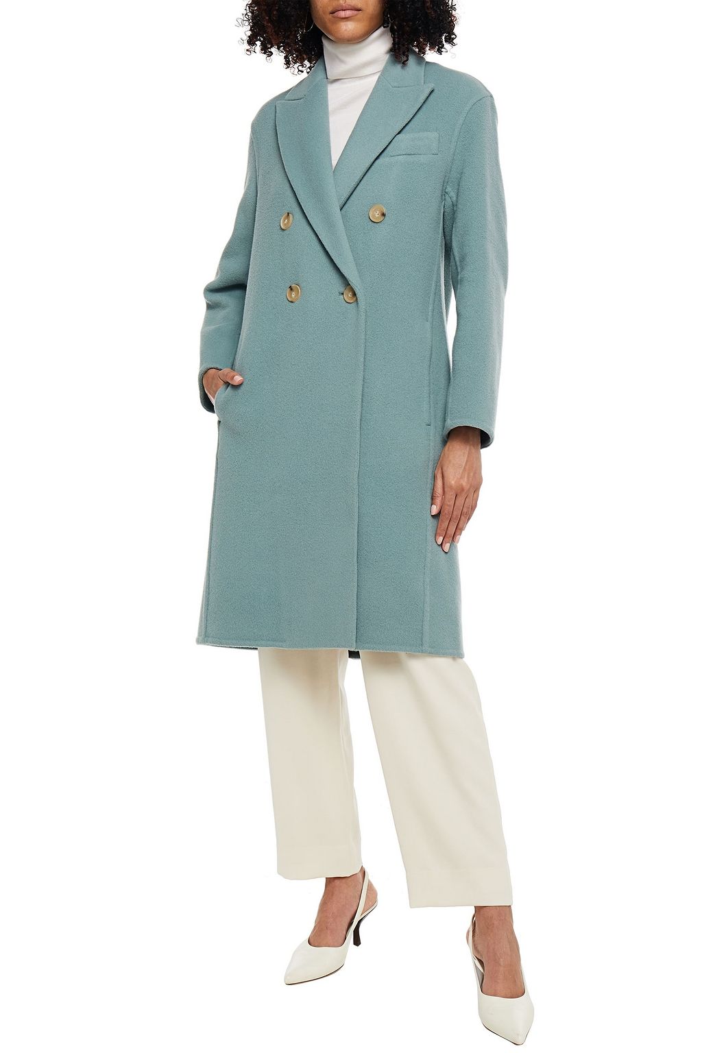 VINCE. Double-breasted wool-blend felt coat