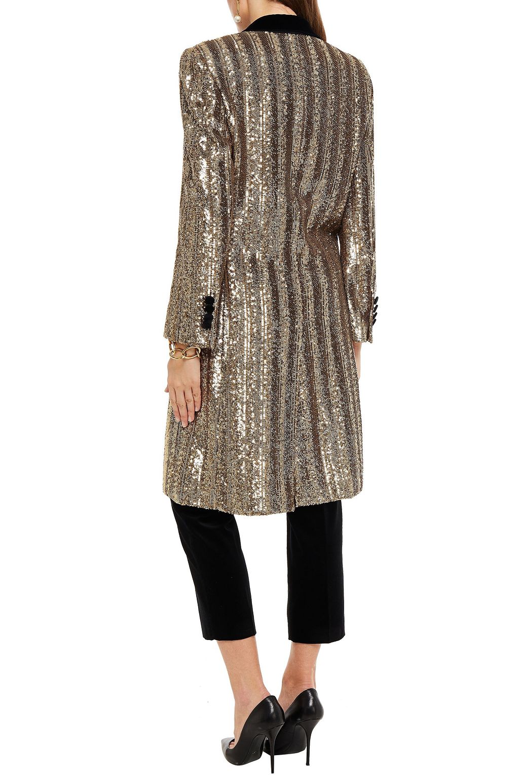 DOLCE&GABBANA Velvet-trimmed sequined woven coat