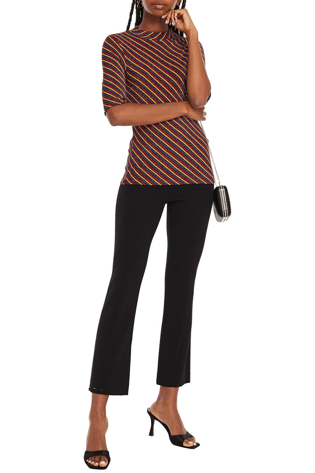 ROSETTA GETTY Striped tinsel top