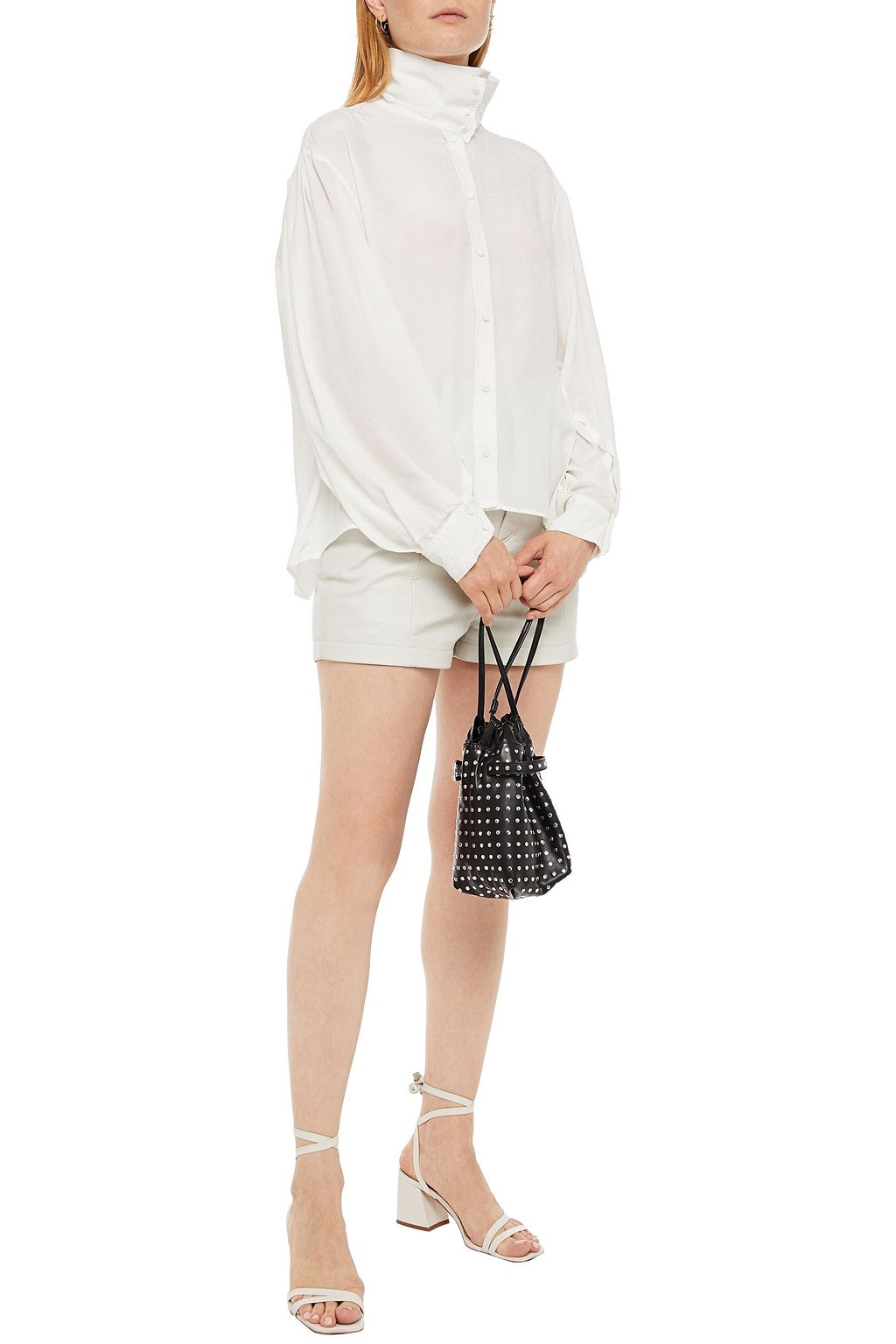 IRO Gretina studded crepe de chine blouse